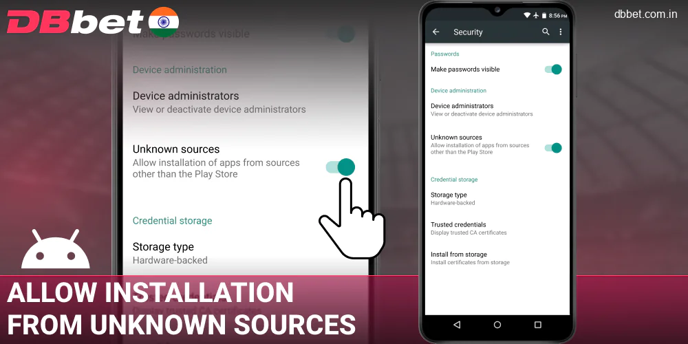 Allow installation from unknown sources for DBbet IN