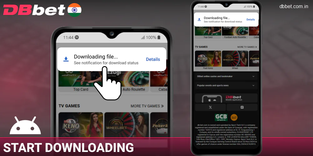 Start downloading the DBbet India APK