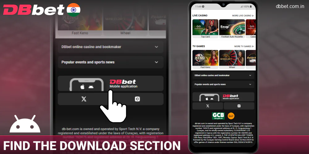 Click the DBbet IN Android download link