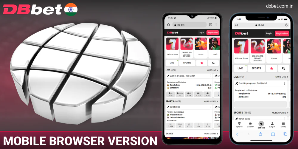 Mobile website of DBbet for Indian players