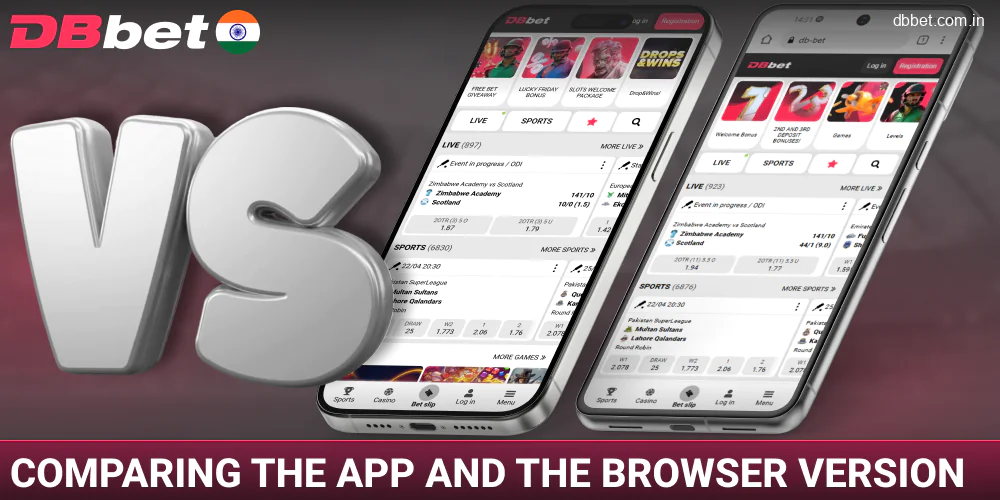 Differences between the DBbet app and website