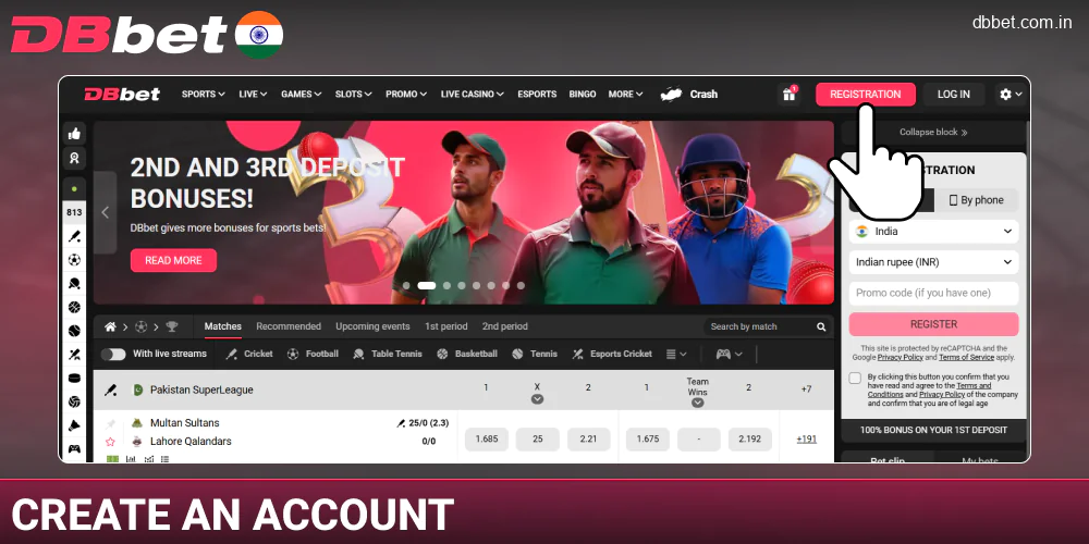 Register on the DBbet India website