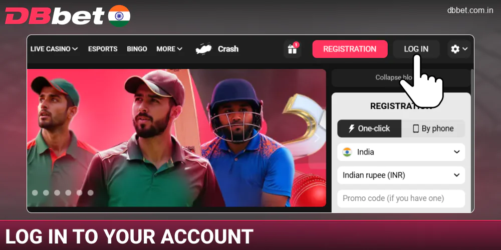 Log in to your DBbet IN account