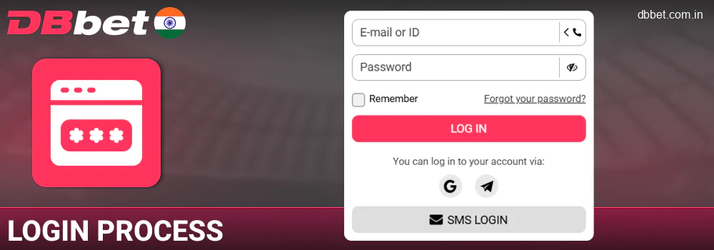 Log in to your DBbet India account