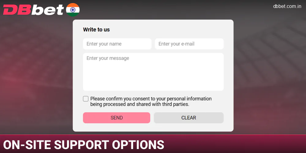 Support via the DBbet India website